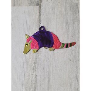 Tin armadillo rainbow animal desert ornament Xmas decor